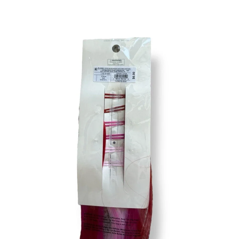 Girls' 6pk Faux Hair Snap Clips - Cat & Jack™ Red & Pink Hearts Hair extensions